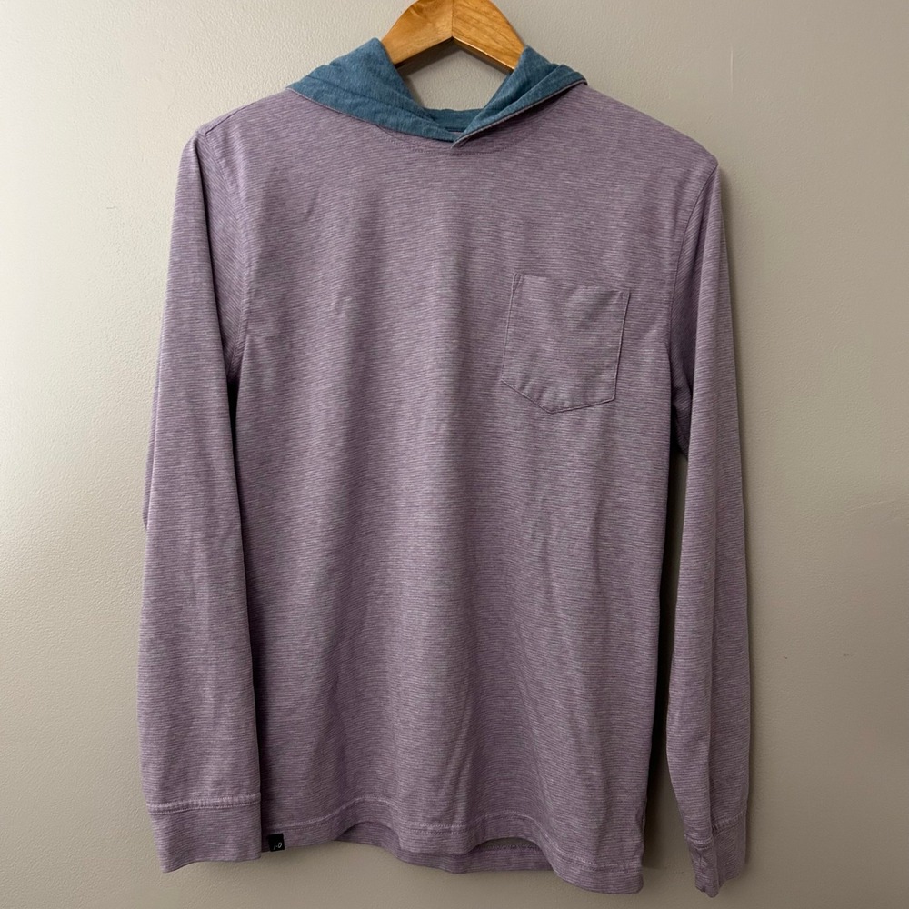 johnnie-O Mens Small Blue‎ Purple Striped Hoodie Long Sleeve Pocket Shirt Casual